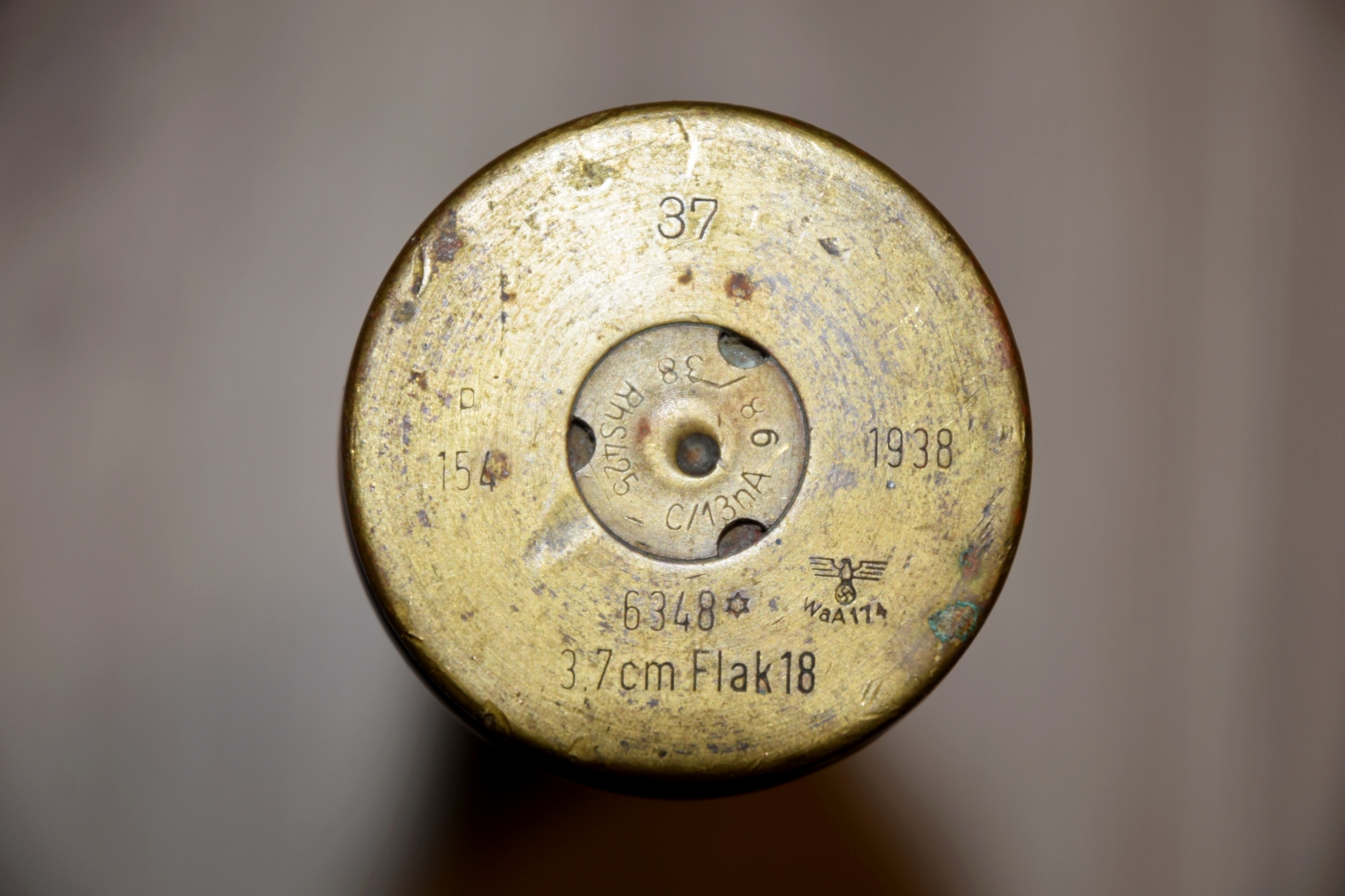 Flak 18 3,7 cm-es légvédelmi gépágyú hüvely 6348.